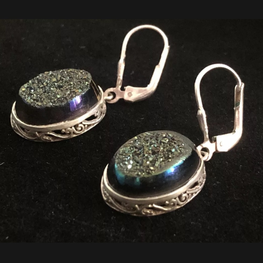 Sterling Silver (925) Rainbow Druzy Earings